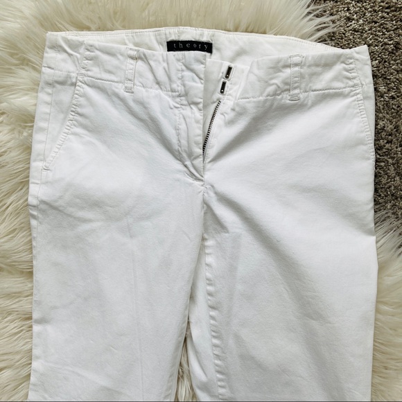 Theory | White Flare Cotton Blend Pants - Picture 3 of 9
